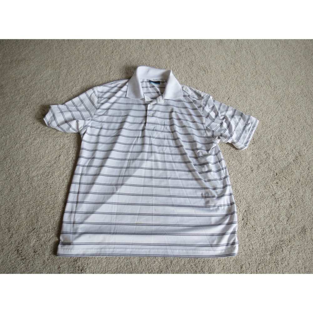 PGA Tour Airflux Polo Mens XL White Black Stripe Golf Shirt